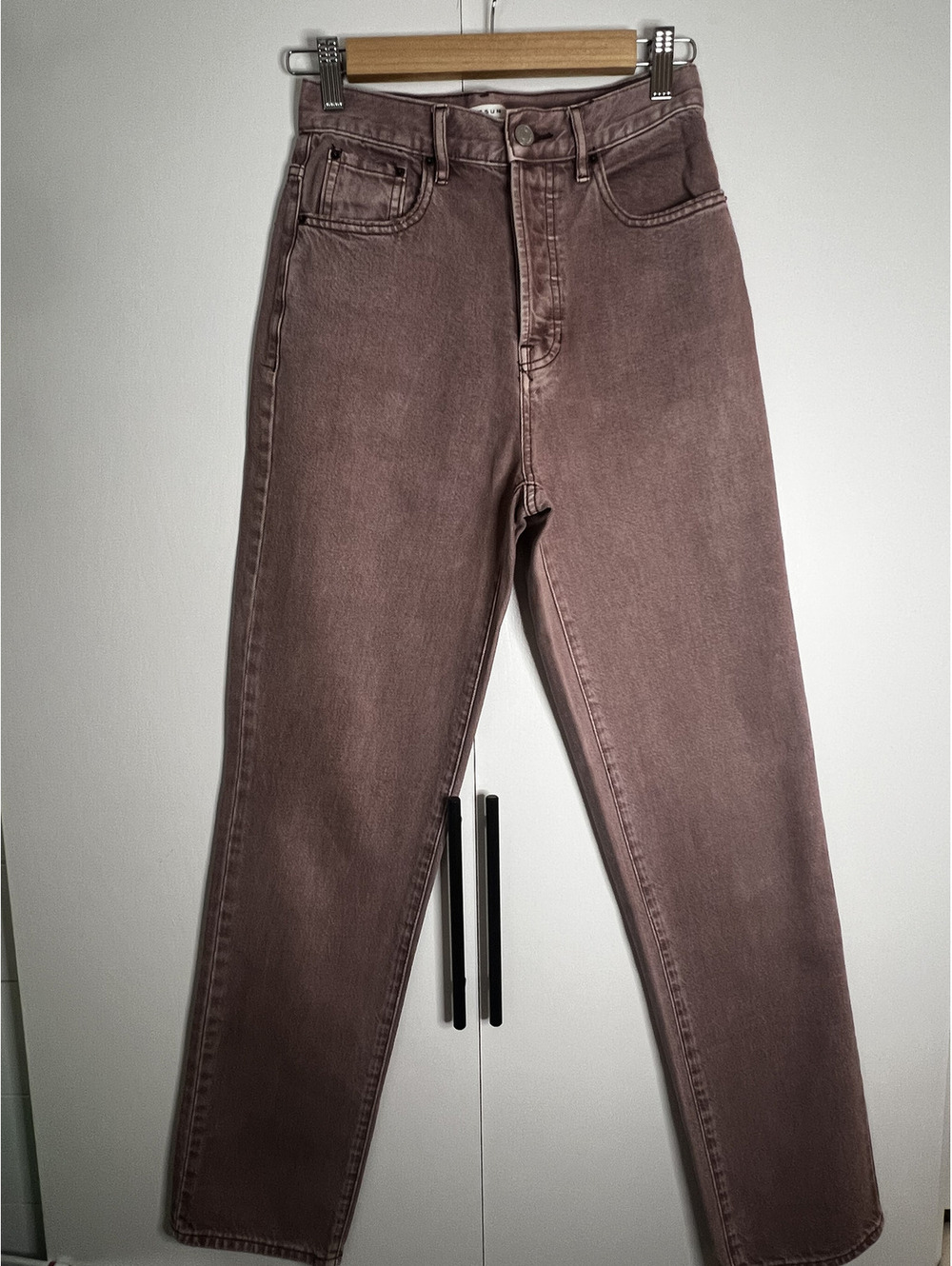 Super Cute light colored burgundy PacSun Dad Fit Button Fly Jeans Sz 25